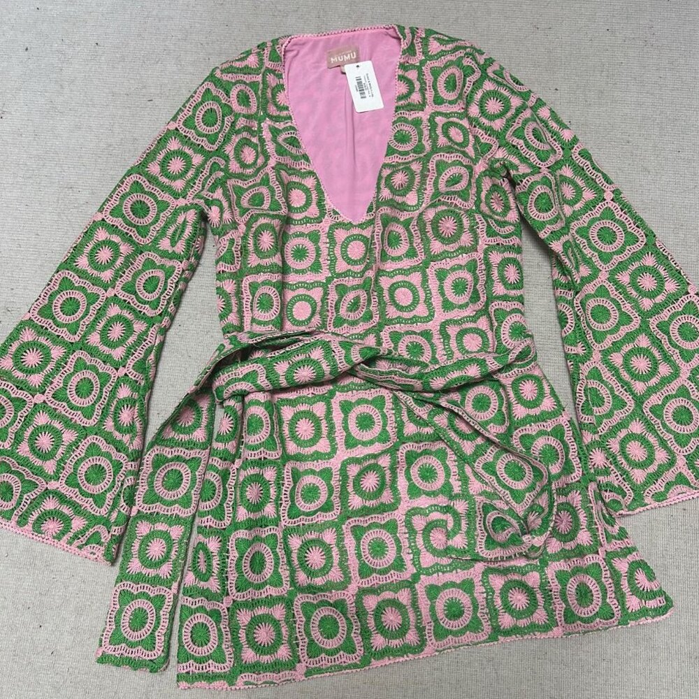 Mumu Treasure Mini Dress Crochet Size M NWT